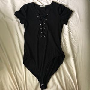 Black lace up body suit
